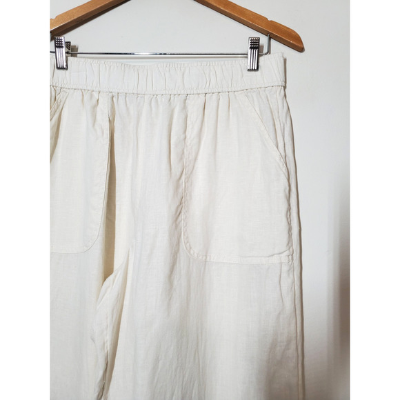 Sigrid Olsen Womens Medium Wide Leg Linen Pants Cream Bohemian Beach Pockets - Picture 2 of 8